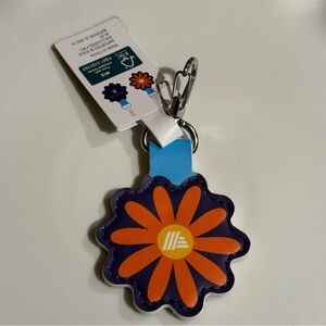 Vibrant Blue and Orange Flower Accent Keychain